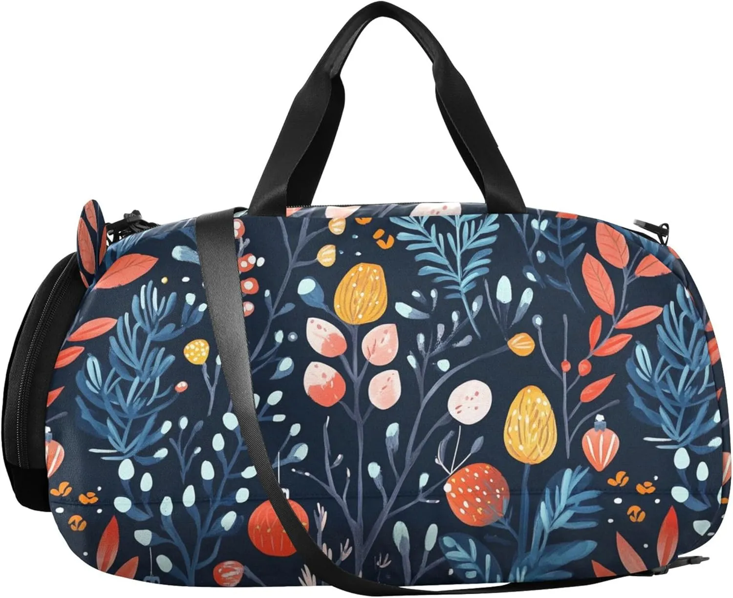 Colorful Leaves Duffel Bag with Shoes Compartment Large Capacity Kids Overnight Duffel Bag for School Practice, Sports, Travel