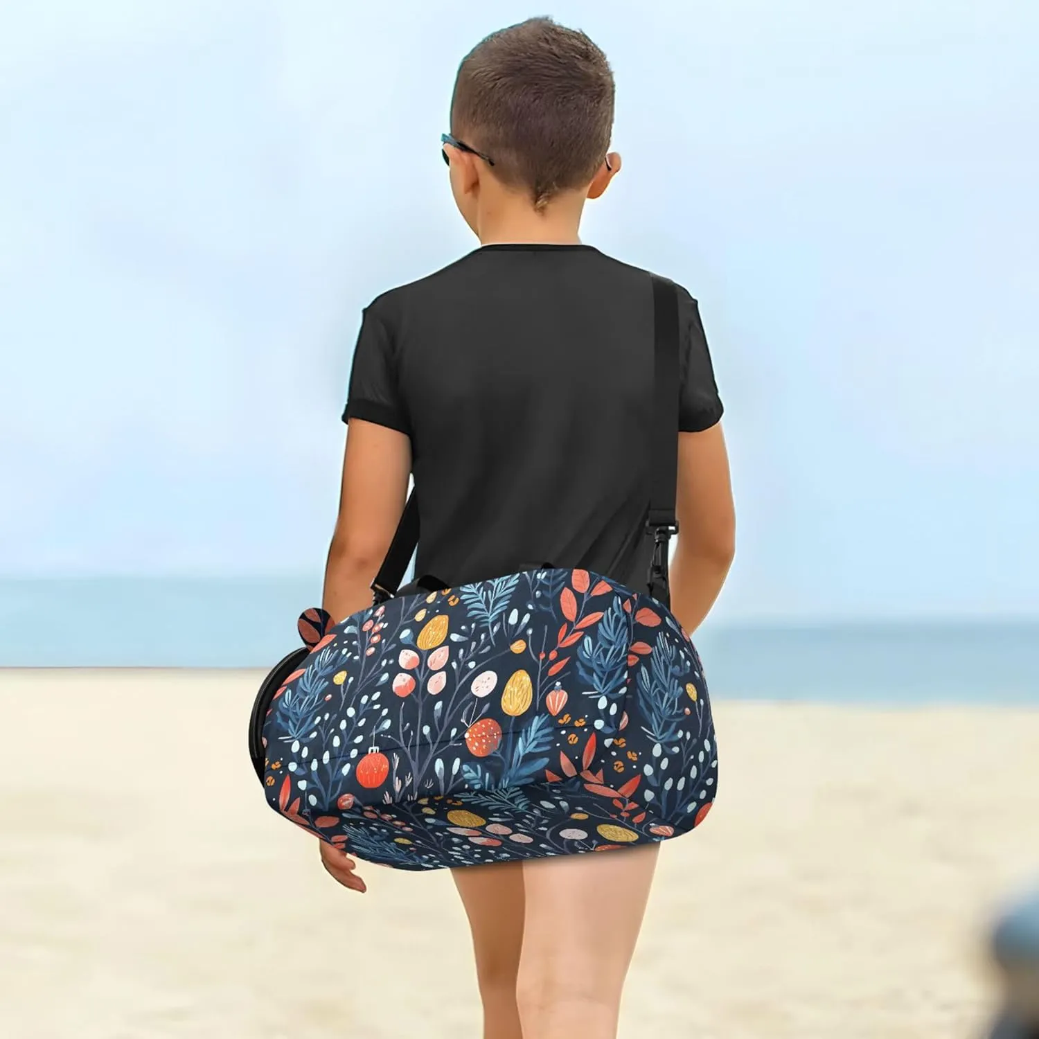 Colorful Leaves Duffel Bag with Shoes Compartment Large Capacity Kids Overnight Duffel Bag for School Practice, Sports, Travel
