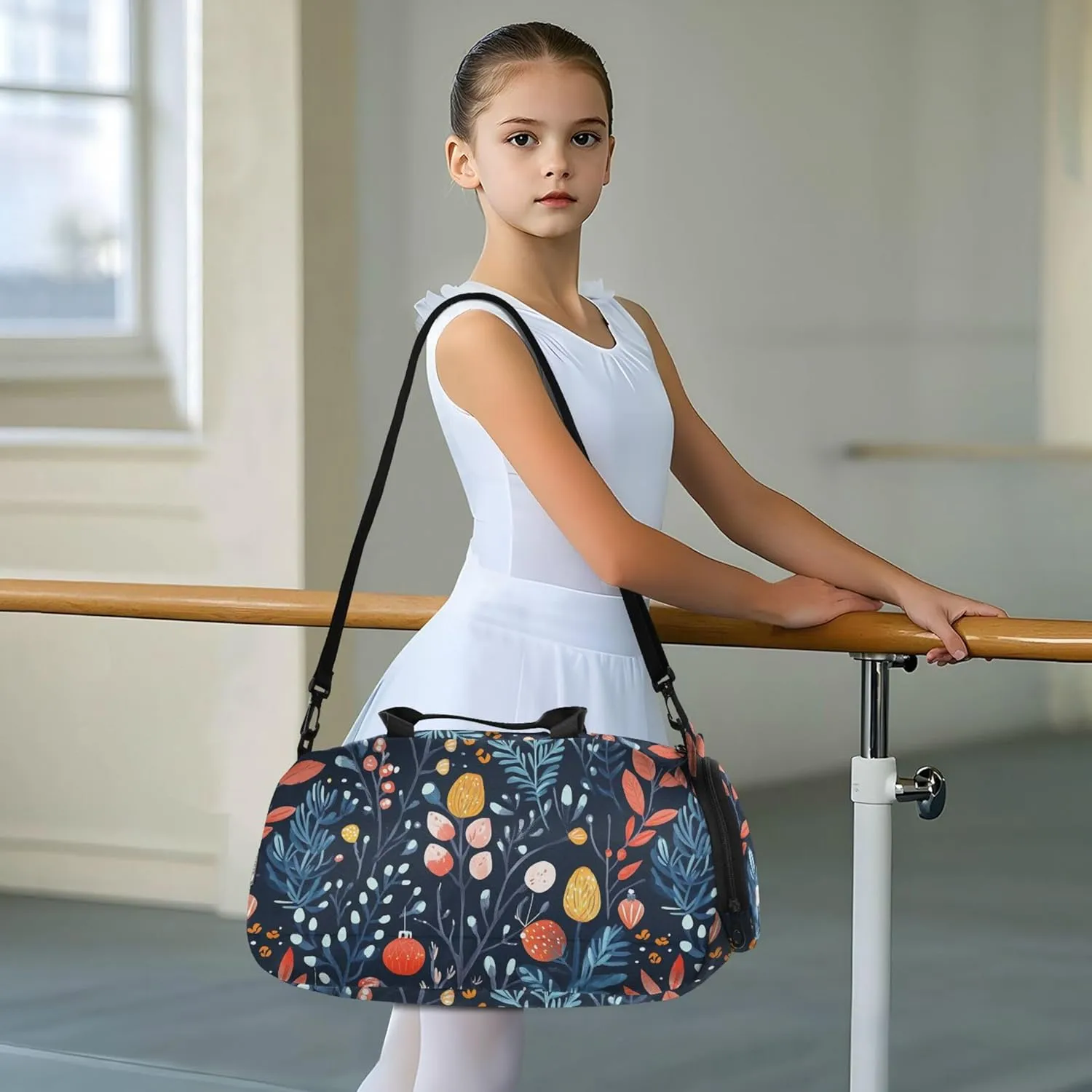 Colorful Leaves Duffel Bag with Shoes Compartment Large Capacity Kids Overnight Duffel Bag for School Practice, Sports, Travel