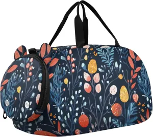 Colorful Leaves Duffel Bag with Shoes Compartment Large Capacity Kids Overnight Duffel Bag for School Practice, Sports, Travel