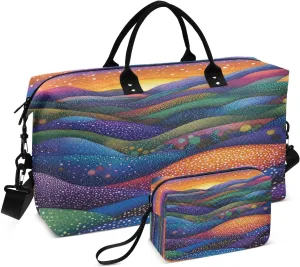 Colorful Mountain Landscape Sports Gym Bag for Women Men Travel Duffel Bag Weekend Overnight Carry on Bag with Toiletry Bag Air Travel Bag for Plane Hospital Workout Swimming Yoga