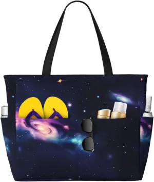 Colorful Rainbow Stars Large Capacity Beach Travel Bag - Waterproof Zipper Vacation Tote for Sandproof Storage, and Camping