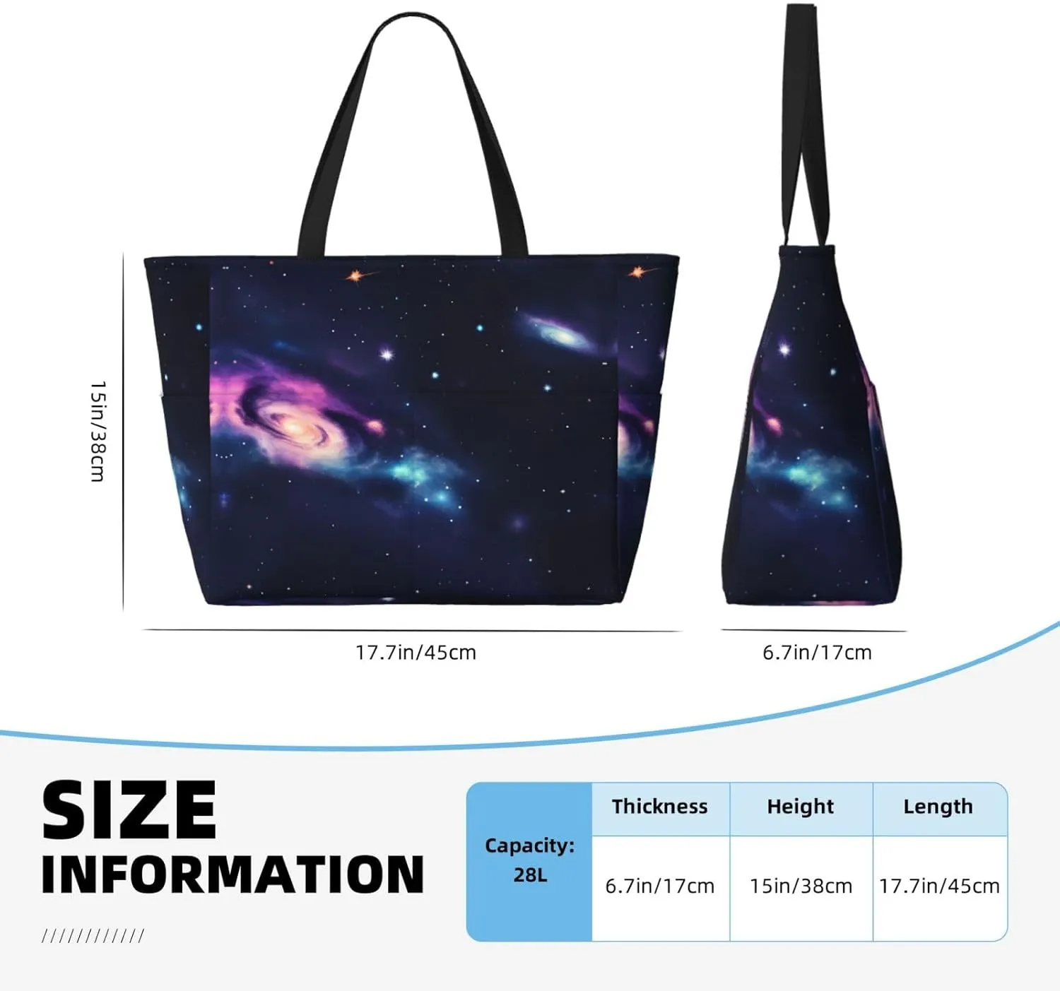 Colorful Rainbow Stars Large Capacity Beach Travel Bag - Waterproof Zipper Vacation Tote for Sandproof Storage, and Camping