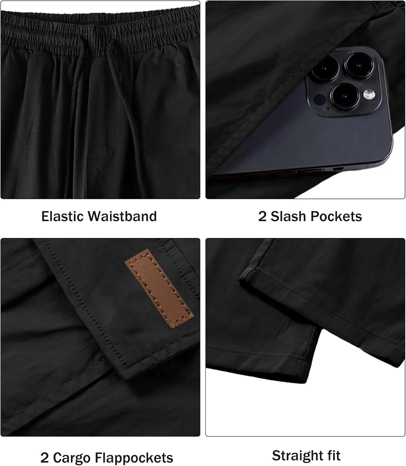 Comdecevis Men's Casual Cargo Pants Workout Joggers Stretch Sweatpants Hiking Drawstring Tactical Pants with Multi Pockets