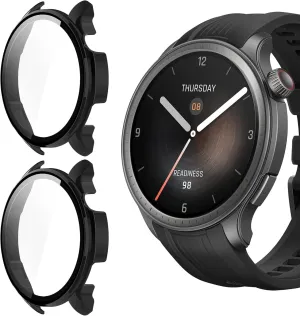 Compatible for Amazfit Balance Case, Lamshaw Hard PC Case with Screen Protector Compatible for Amazfit Balance Smart Watch (2 Pack-Black Black)