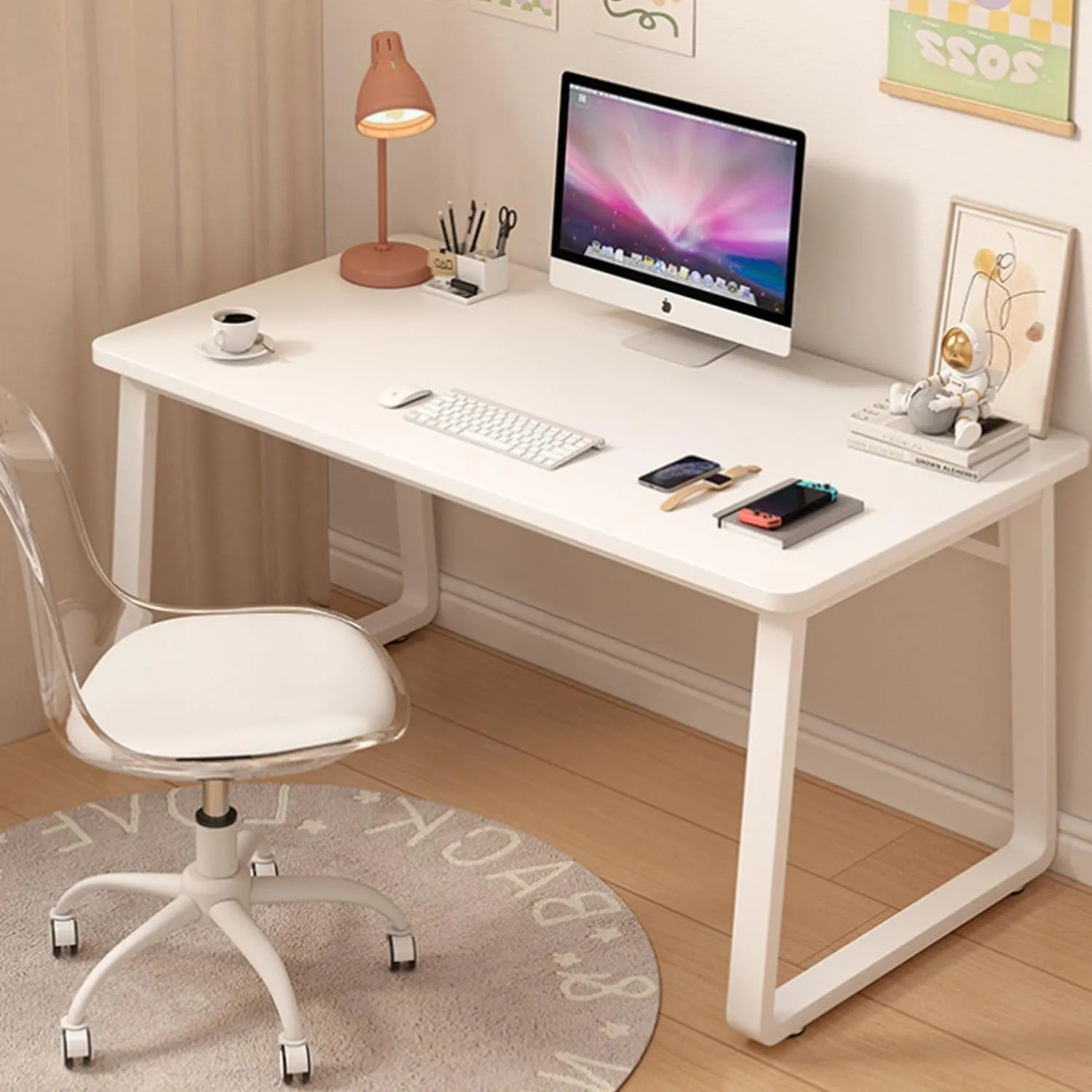 Computer Desk Modern Simple Style Desk for Home Office, 31.5 inch White Small Writing Table Study Corner Work Desk for Bedroom