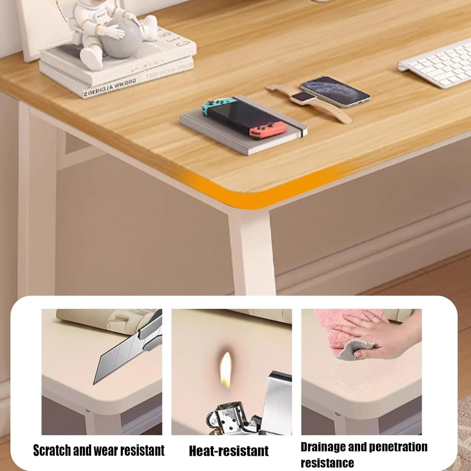 Computer Modern Simple Style Desk for Home Office, 31.5 inch Small Writing Study Corner Work Desk for Bedroom Living Room Natural