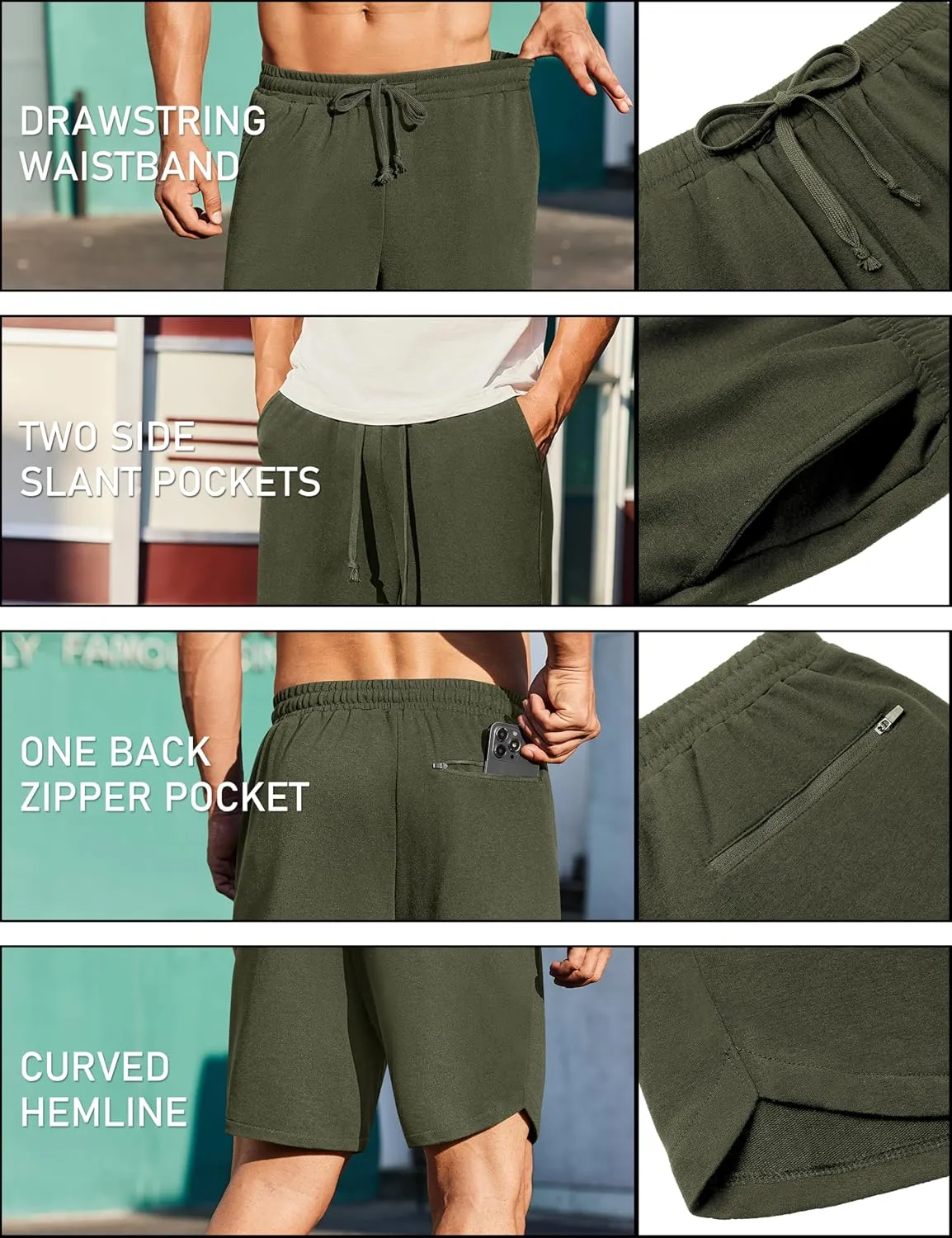 COOFANDY Men's 2 Pack Gym Shorts 7 Inch Athletic Workout Shorts Drawstring Sweat Shorts with Zipper Back Pocket