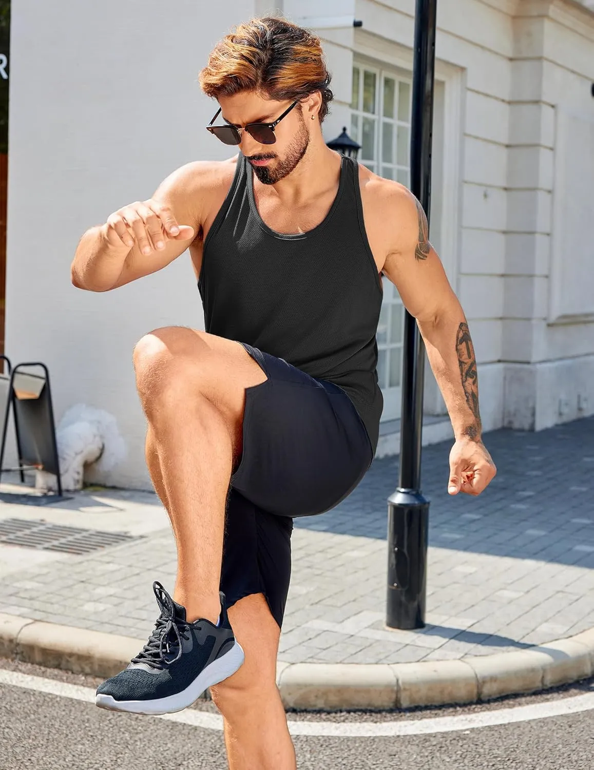 COOFANDY Men's 3 Pack Workout Tank Tops Quick Dry Gym Sleeveless Muscle T Shirts Y Back Athlectic Tank Bodybuilding Top