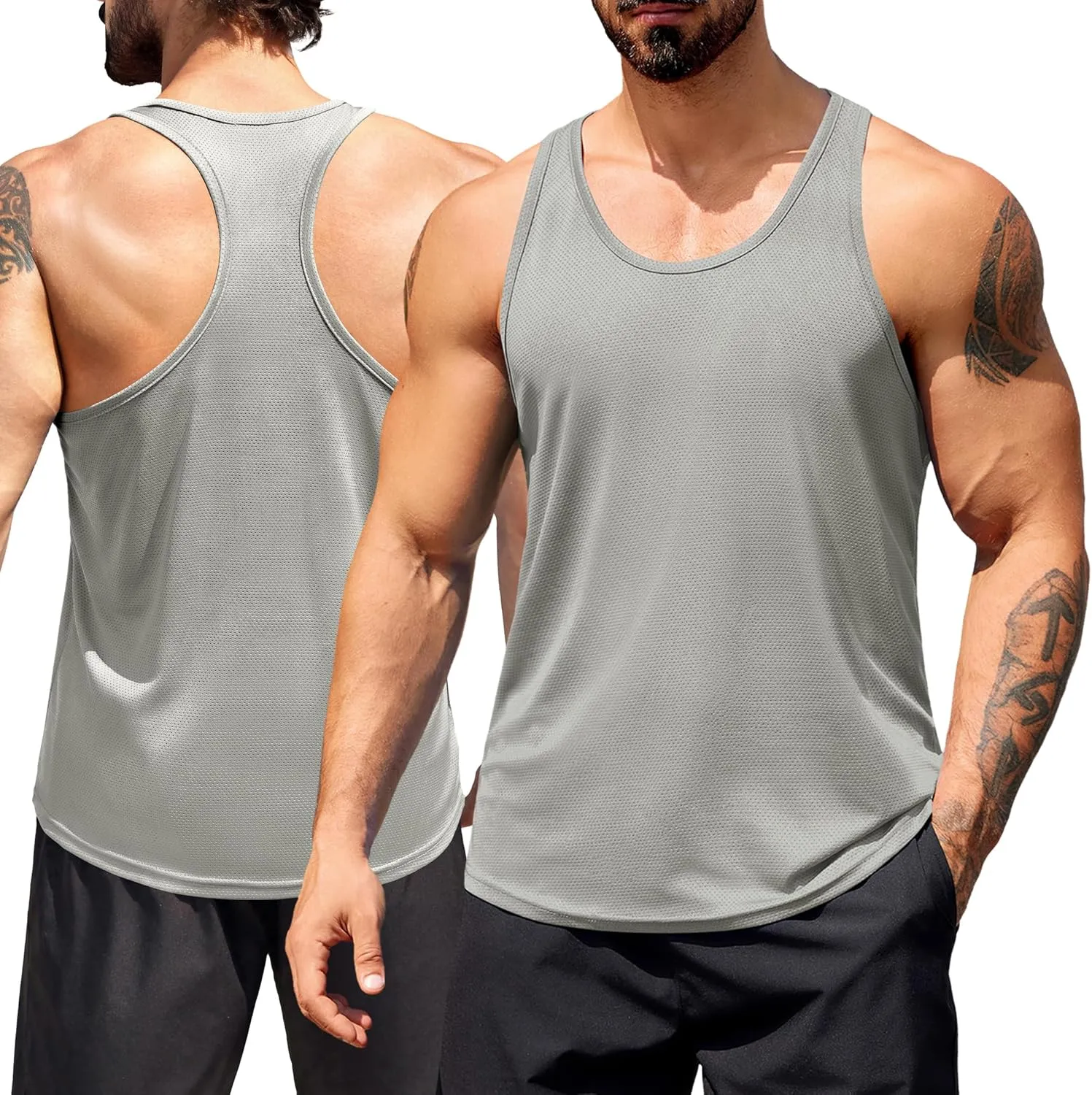 COOFANDY Men's 3 Pack Workout Tank Tops Quick Dry Gym Sleeveless Muscle T Shirts Y Back Athlectic Tank Bodybuilding Top