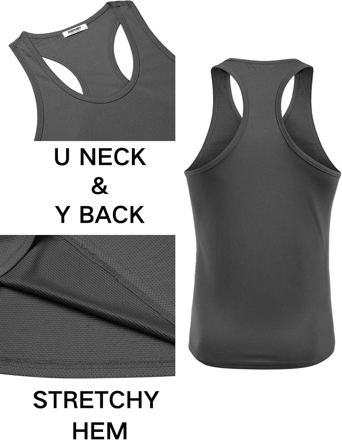 COOFANDY Men's 3 Pack Workout Tank Tops Quick Dry Gym Sleeveless Muscle T Shirts Y Back Athlectic Tank Bodybuilding Top