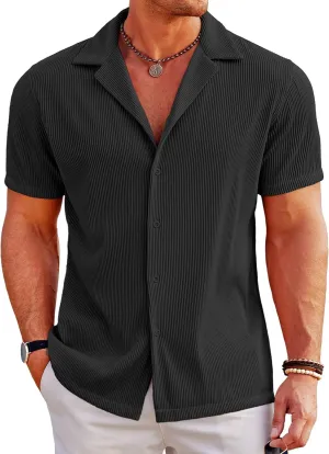 COOFANDY Men's Casual Button Down Shirts Short Sleeve Regular Fit Fashion Camp Beach Shirts Tops