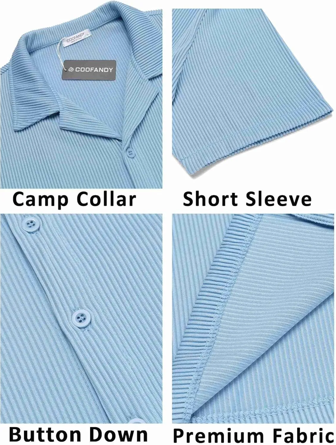 COOFANDY Men's Casual Button Down Shirts Short Sleeve Regular Fit Fashion Camp Beach Shirts Tops