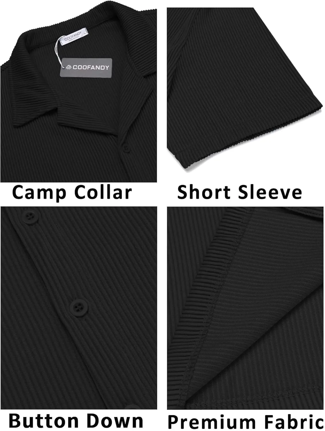 COOFANDY Men's Casual Button Down Shirts Short Sleeve Regular Fit Fashion Camp Beach Shirts Tops