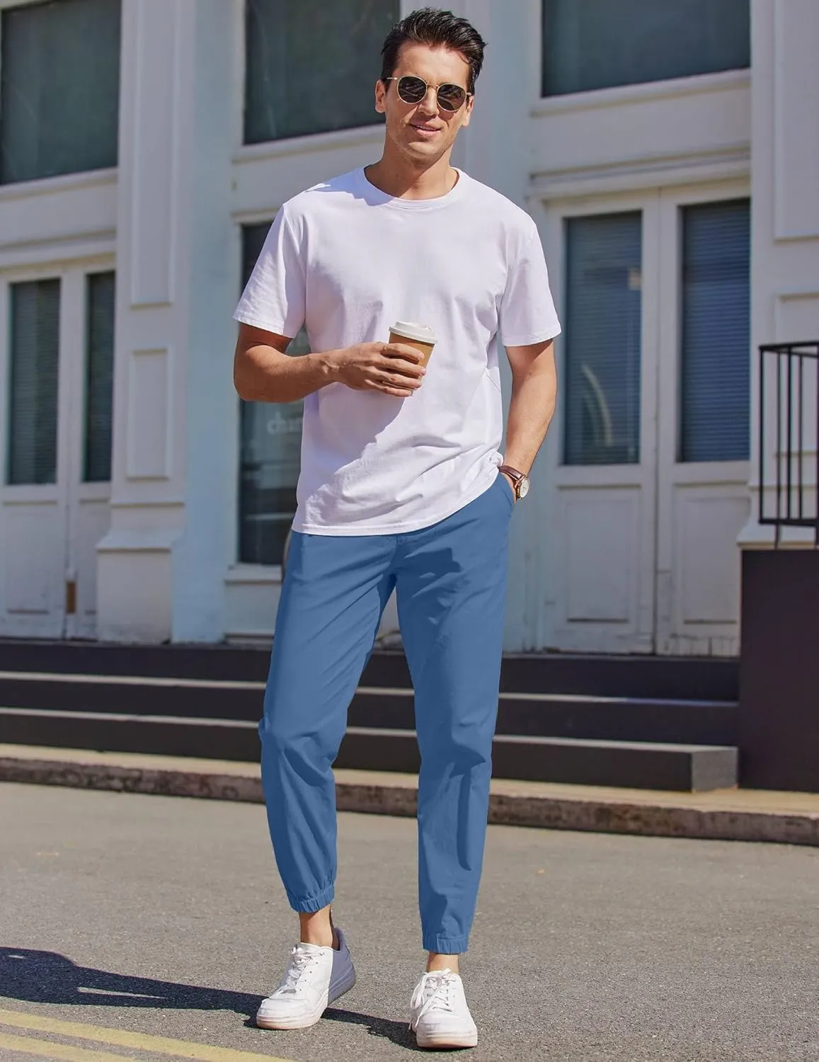 COOFANDY Mens Casual Joggers Pants Elastic Drawstring Chino Cargo Pants Hiking Outdoor Track Sweatpants
