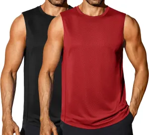 COOFANDY Sleeveless Muscle Shirts for Men Dry Fit Workout Gym Tank Tops Summer Swim Beach Shirt