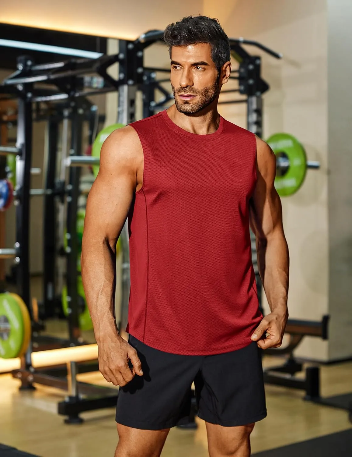 COOFANDY Sleeveless Muscle Shirts for Men Dry Fit Workout Gym Tank Tops Summer Swim Beach Shirt