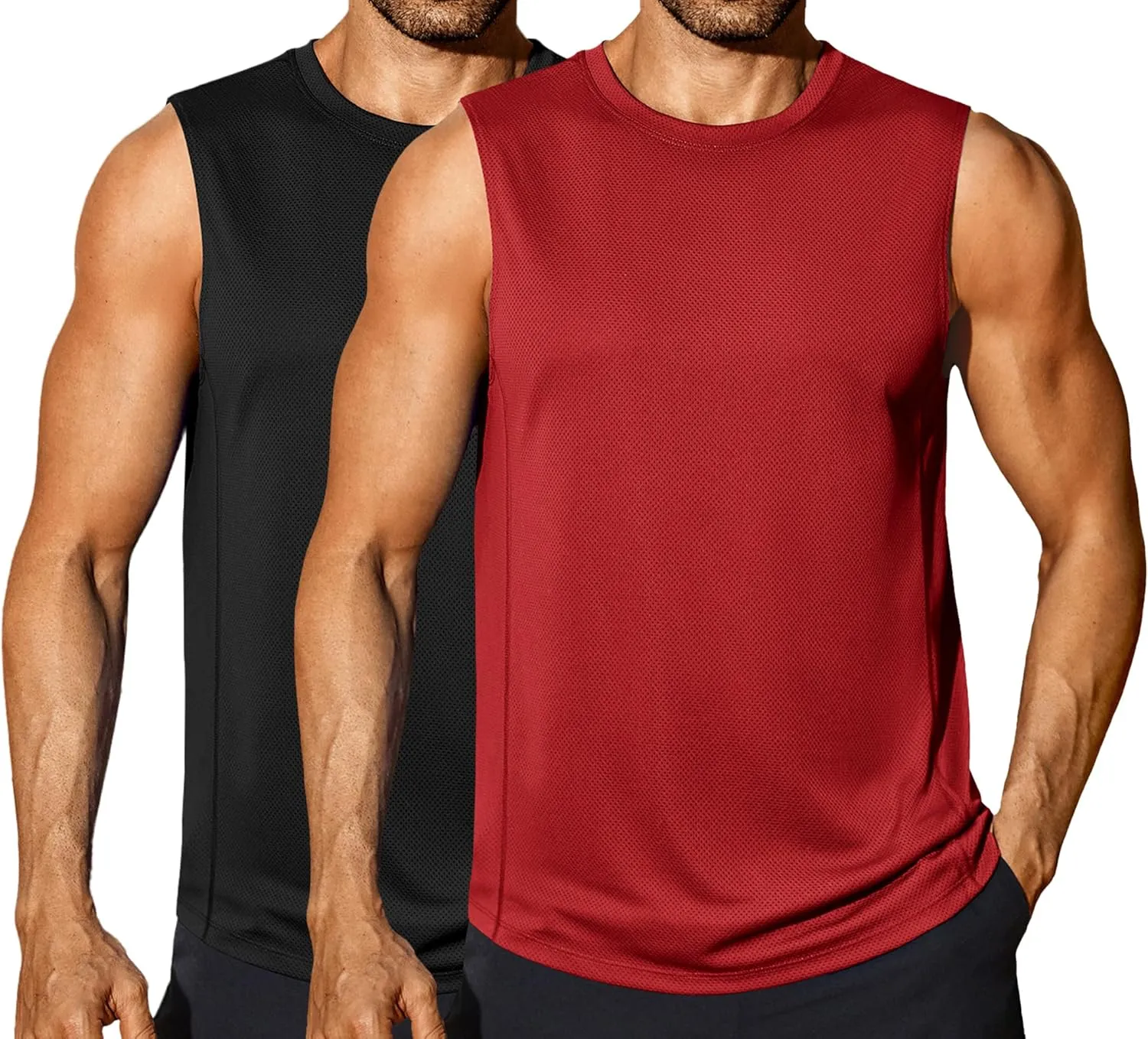 COOFANDY Sleeveless Muscle Shirts for Men Dry Fit Workout Gym Tank Tops Summer Swim Beach Shirt