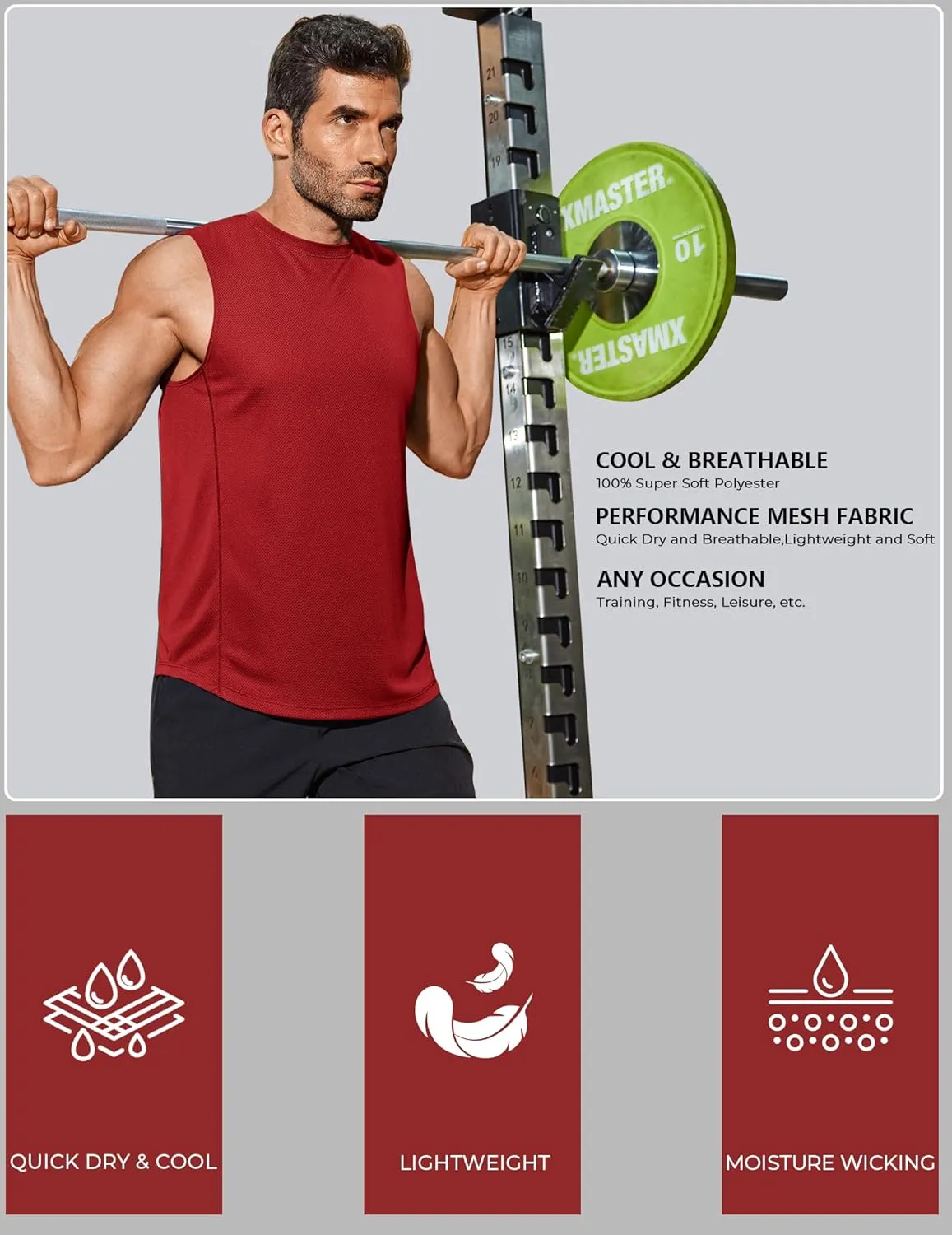 COOFANDY Sleeveless Muscle Shirts for Men Dry Fit Workout Gym Tank Tops Summer Swim Beach Shirt