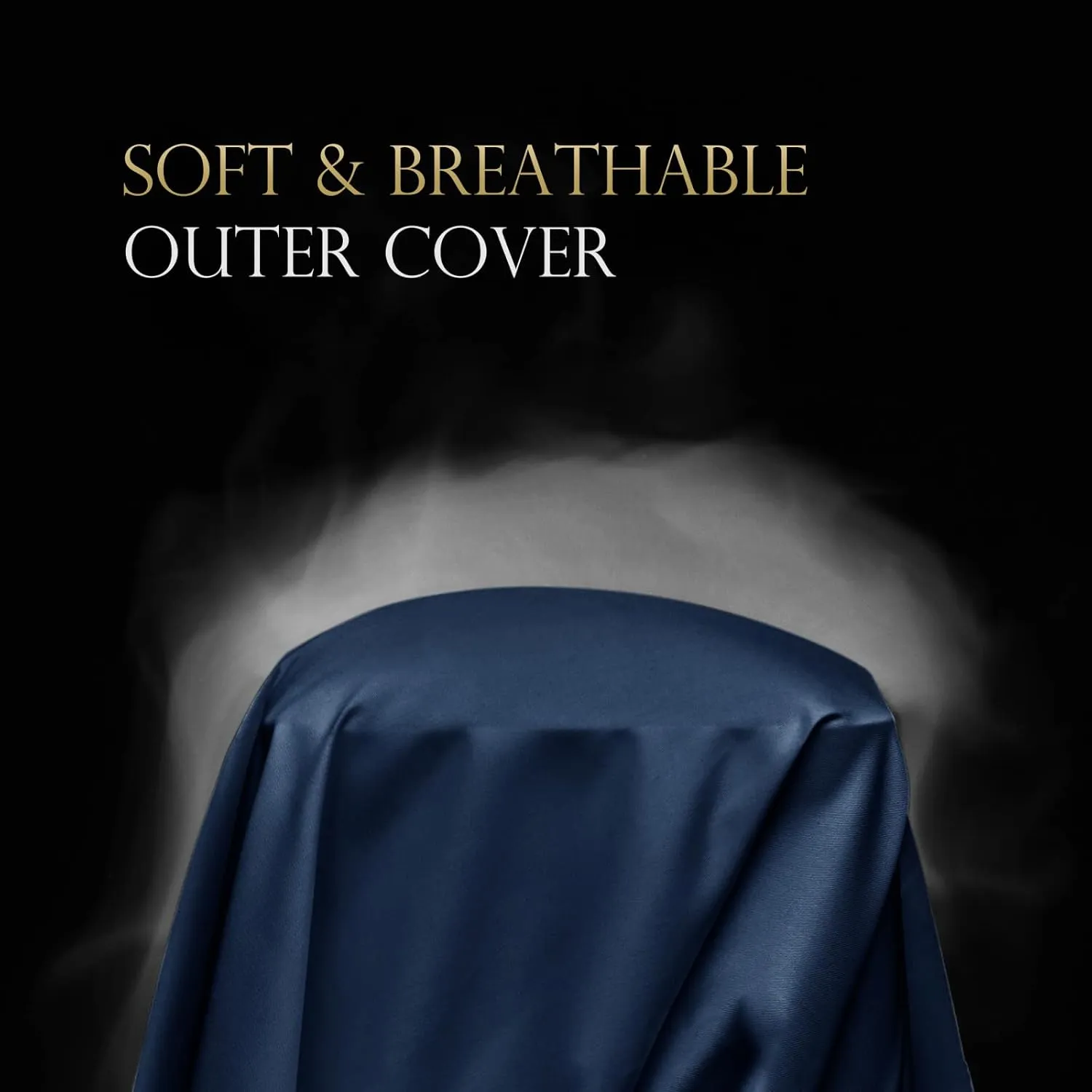 Cooling Curved Pillow Cases - Rayon Derived from Bamboo Side Sleeper Pillowcase Cover - Cool Silky Pillowcase for Hot Sleepers Hair and Skin, Queen Size 1 Piece, 20 * 30 Inches Navy Blue
