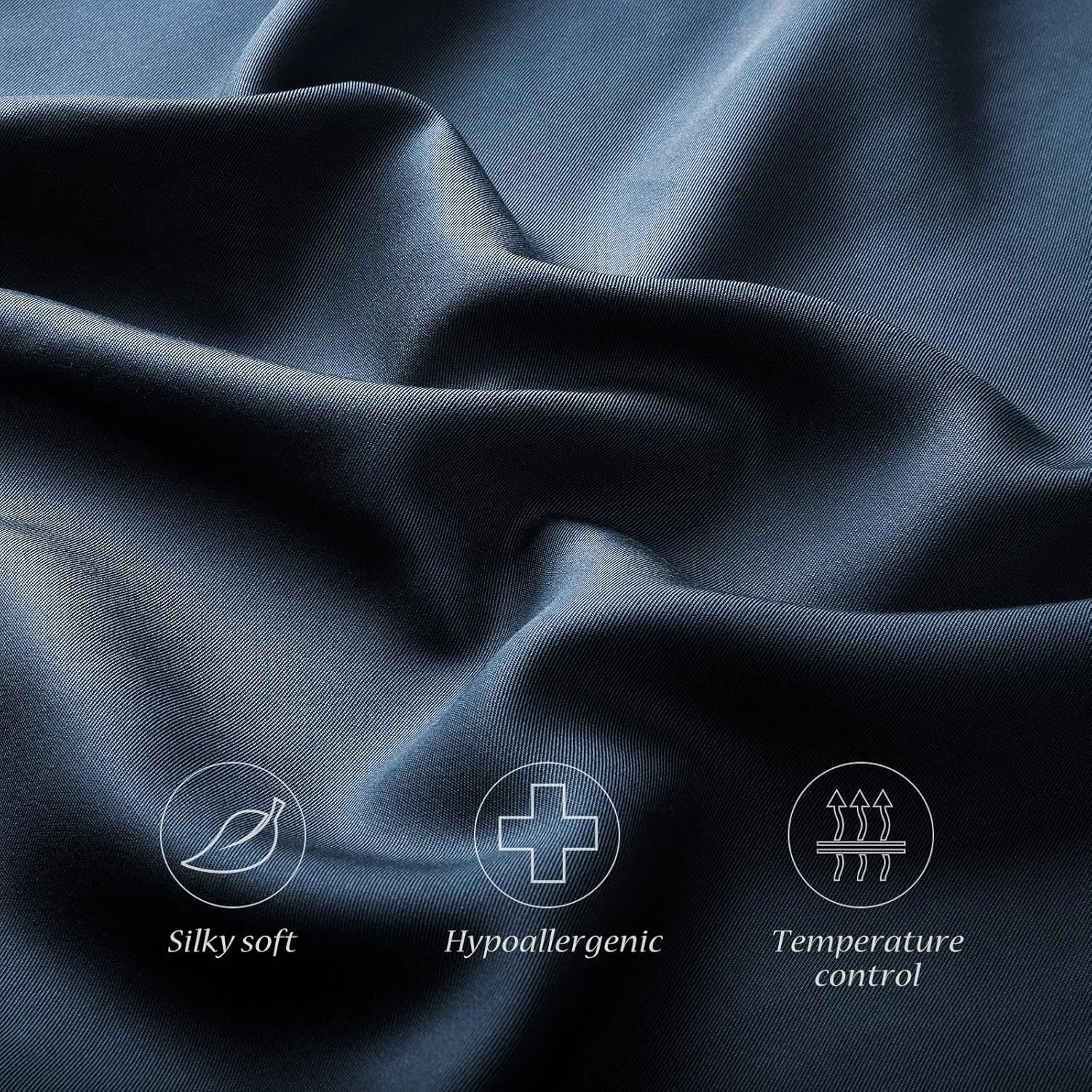 Cooling Curved Pillow Cases - Rayon Derived from Bamboo Side Sleeper Pillowcase Cover - Cool Silky Pillowcase for Hot Sleepers Hair and Skin, Queen Size 1 Piece, 20 * 30 Inches Navy Blue