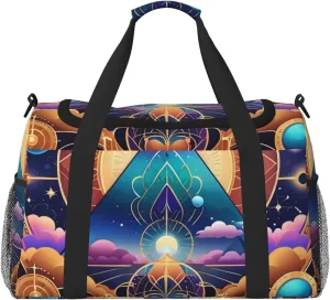 Cosmic Harmony Print Travel Duffel Bag for Men & Women, Foldable Travel Bags and Spacious Weekender Tote Bag for Storage Toiletry Luggage Personal Item