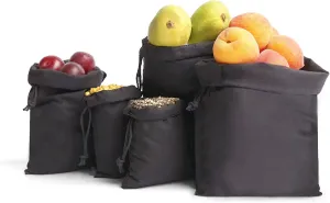 Cotton Muslin Bags, Single Drawstring Premium Quality Eco Friendly Black Reusable Muslin Bags. Pack of 100. (5x7 Inches)