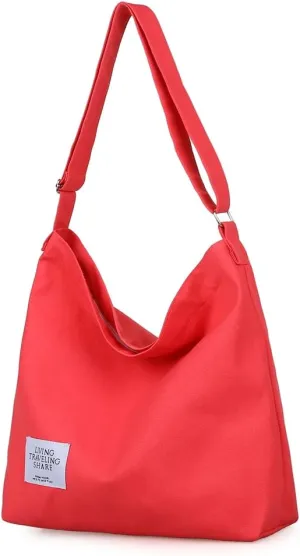 Covelin Women's Retro Large Size Canvas Shoulder Bag Hobo Crossbody Handbag Casual Tote