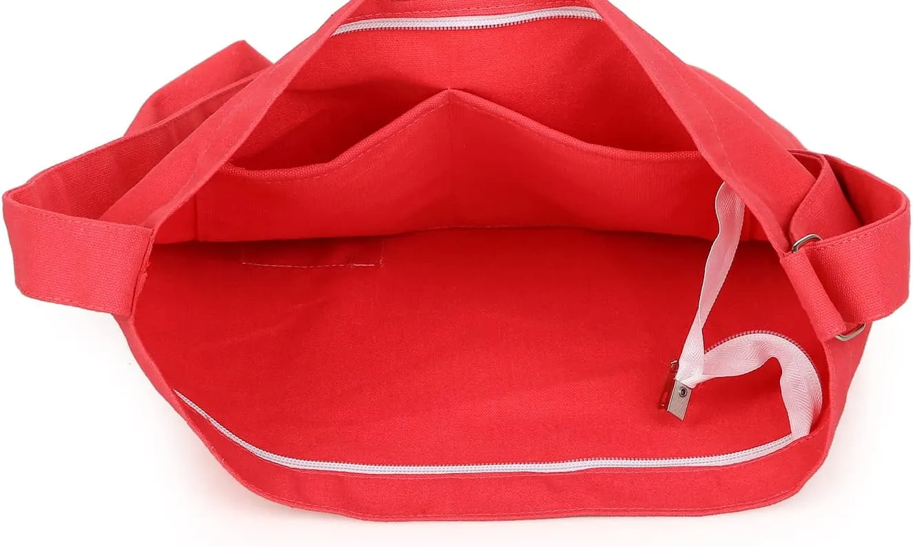 Covelin Women's Retro Large Size Canvas Shoulder Bag Hobo Crossbody Handbag Casual Tote