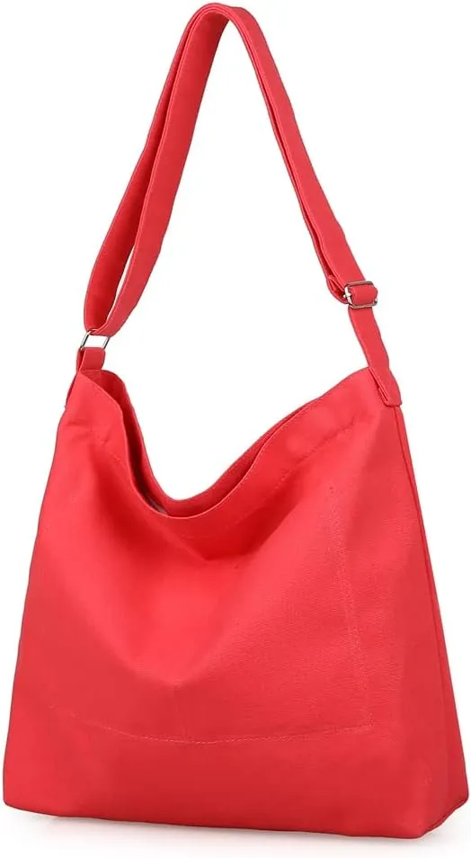 Covelin Women's Retro Large Size Canvas Shoulder Bag Hobo Crossbody Handbag Casual Tote