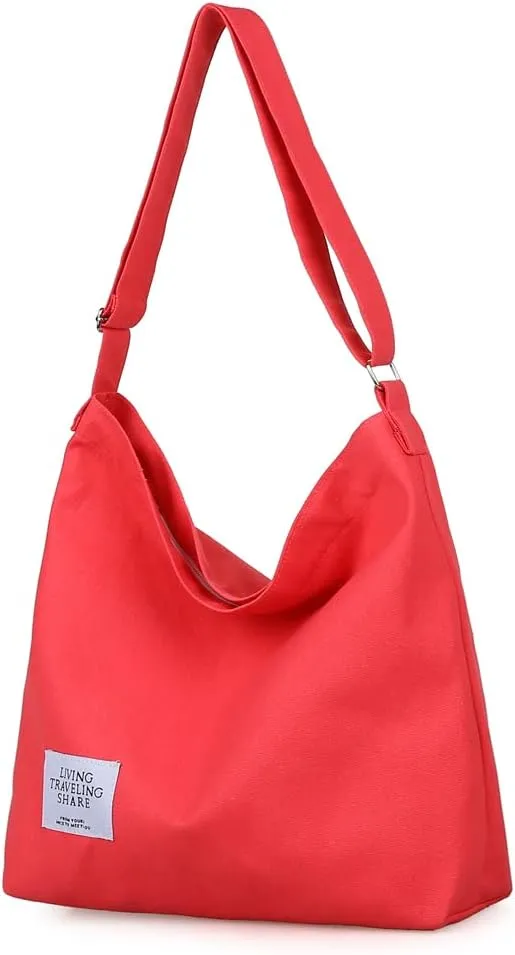 Covelin Women's Retro Large Size Canvas Shoulder Bag Hobo Crossbody Handbag Casual Tote