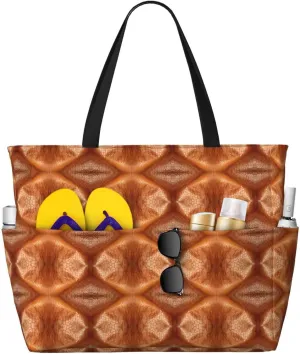 Cowhide Beach Tote Bag For Women Beach Bag Waterproof And Sandproof Tote Bag Large Travel Bag