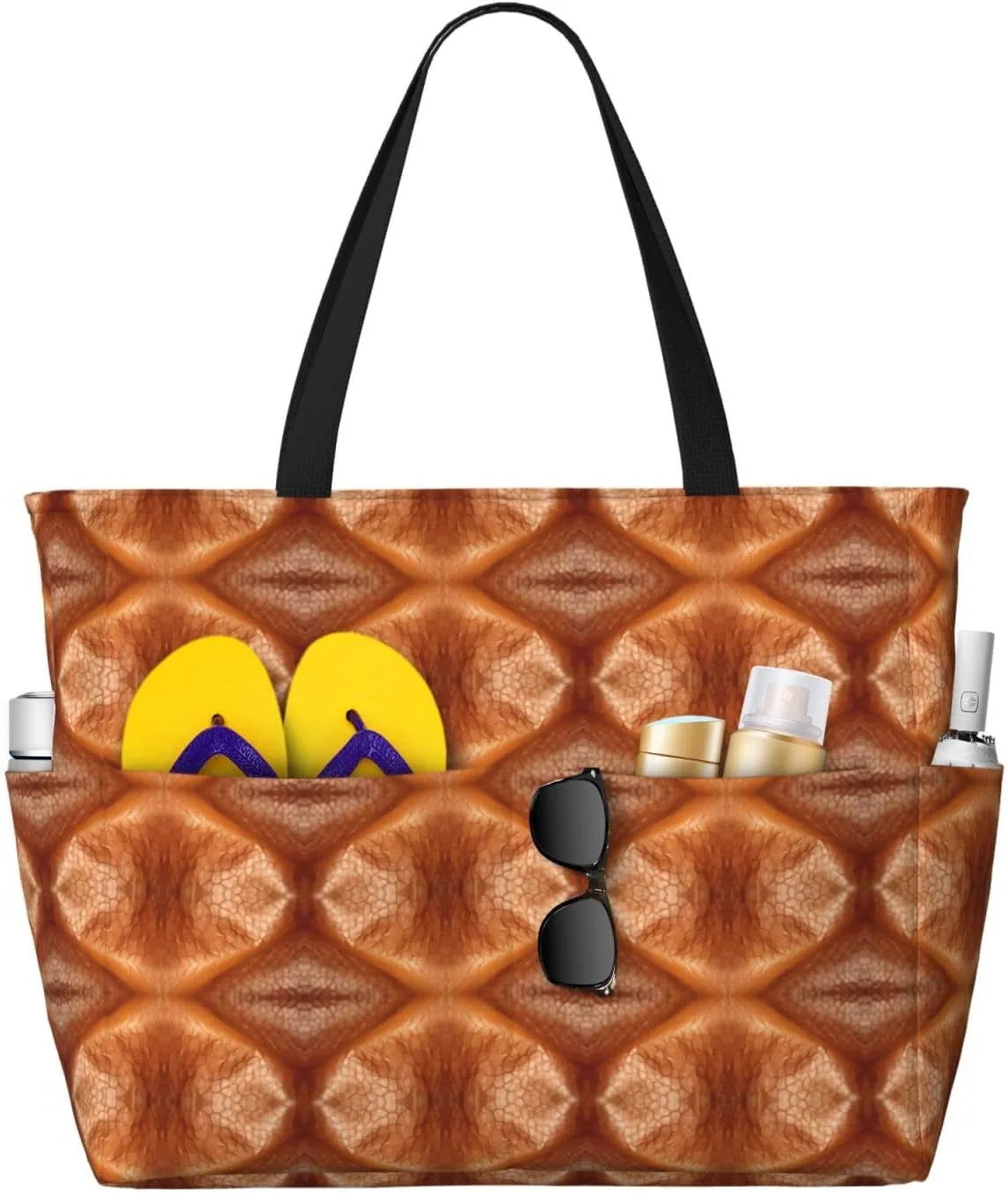 Cowhide Beach Tote Bag For Women Beach Bag Waterproof And Sandproof Tote Bag Large Travel Bag