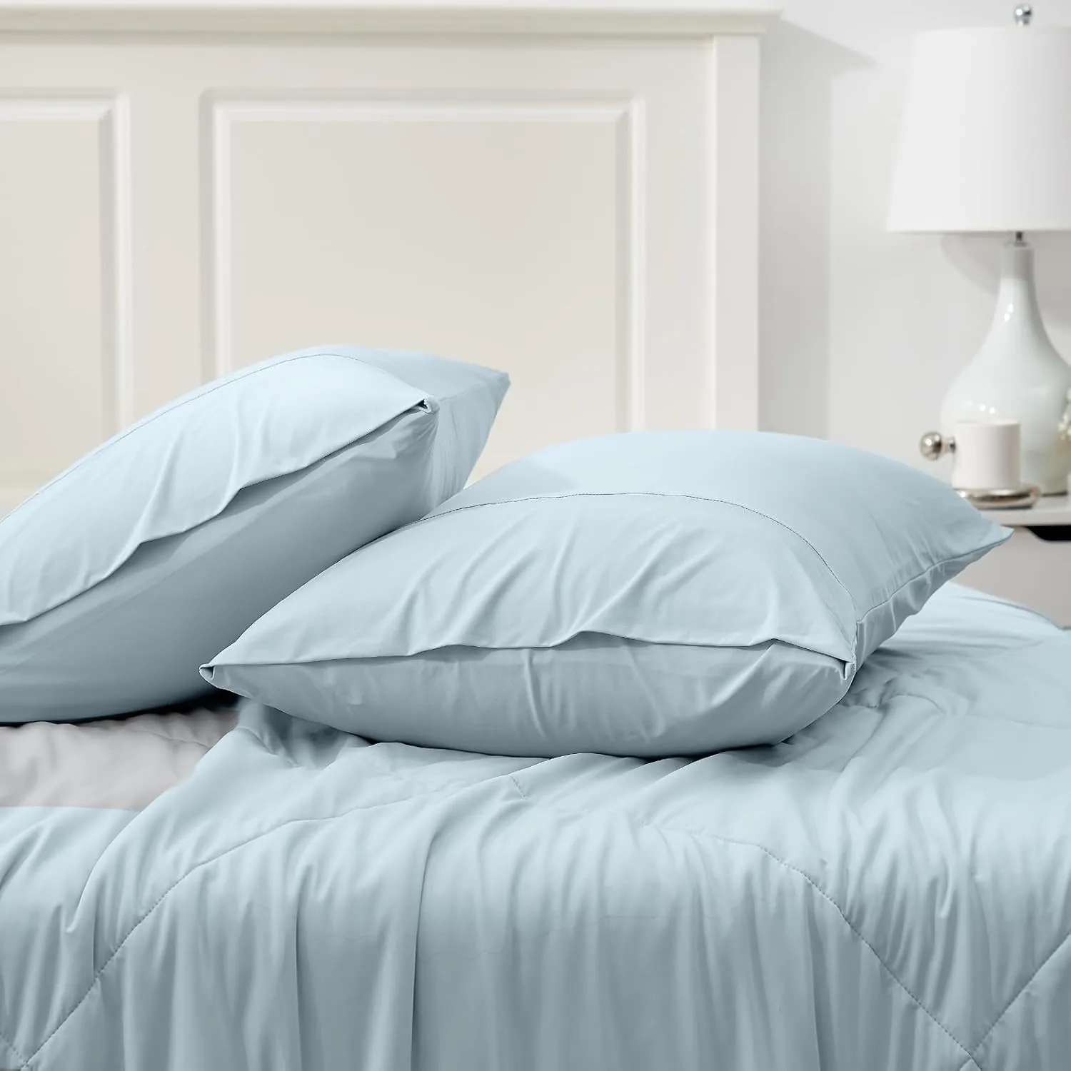 Cozy Bliss Cooling Pillow Cases for Hot Sleepers, Q-Max>0.4, Queen Size Set of 2, Pillowcases for Hair and Skin, Soft & Silky Pillow Covers with Envelope Closure,Gift, Blue, 20x30 Inches