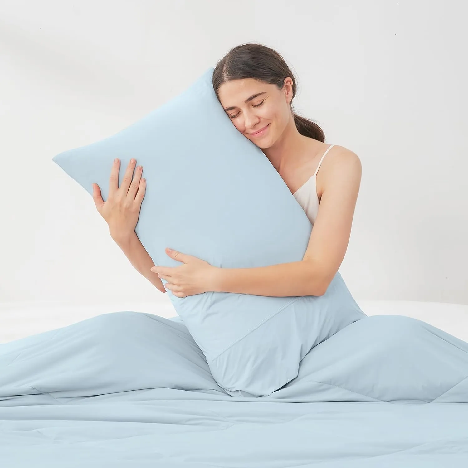 Cozy Bliss Cooling Pillow Cases for Hot Sleepers, Q-Max>0.4, Queen Size Set of 2, Pillowcases for Hair and Skin, Soft & Silky Pillow Covers with Envelope Closure,Gift, Blue, 20x30 Inches