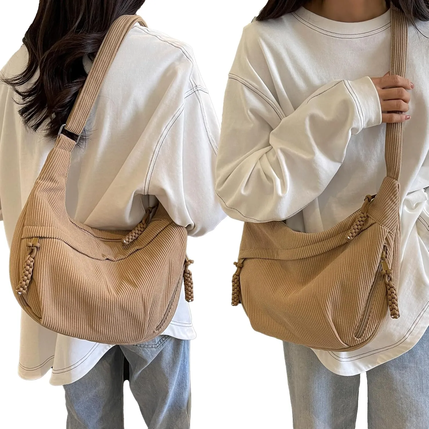 Crescent Crossbody Bags for Women Nylon Slouchy Sling Hobo Bag,Spacious Dumpling Shoulder Handbag Cross Body Purses