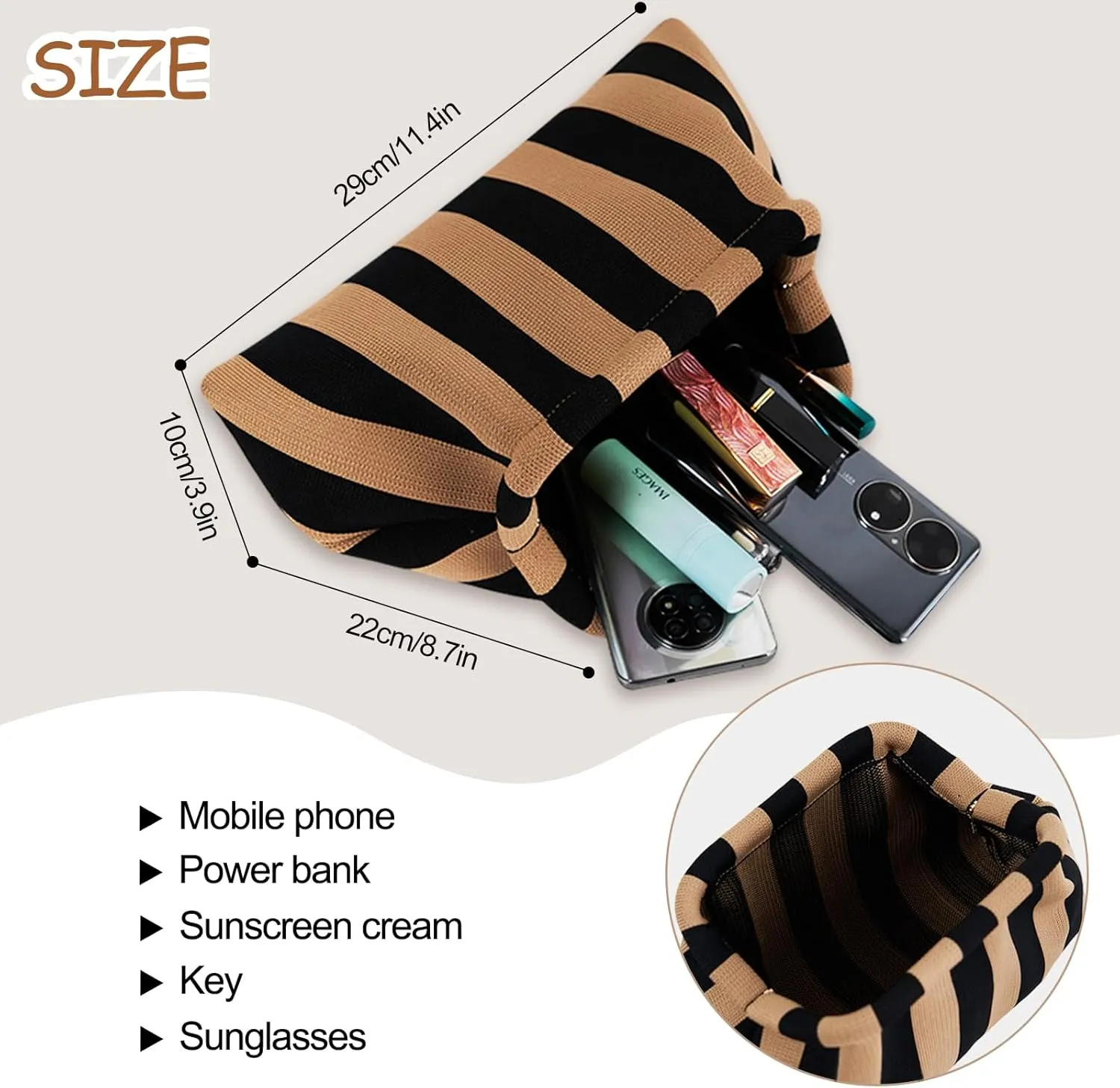 Crochet Clutch Purses for Women Dumpling Bag Woven Beach Cutch Evening Handbags Striped Cloud Purse