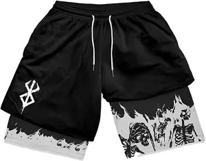 CROWN Anime Gym Shorts - Breathable Stretch Compression Short with Pockets