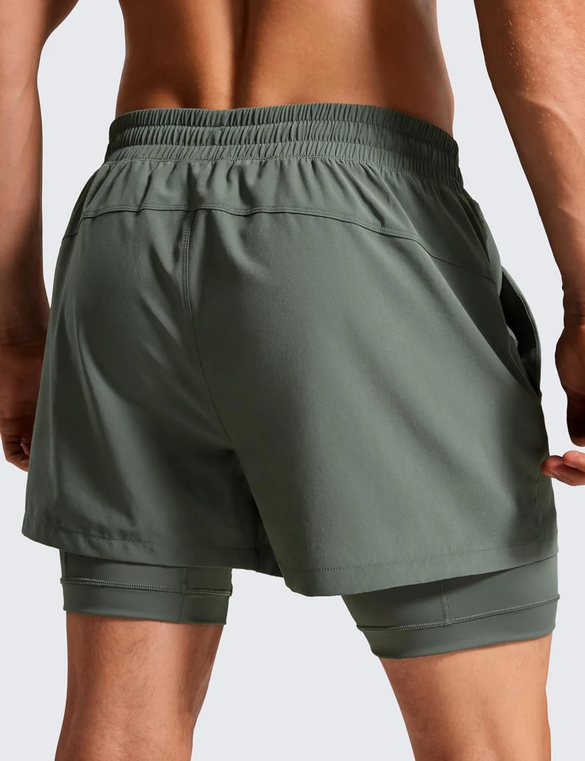 CRZ YOGA 2 in 1 Mens Athletic Shorts 3.5'' with Liner Quick Dry Lightweight for Running Gym with Zip Pockets