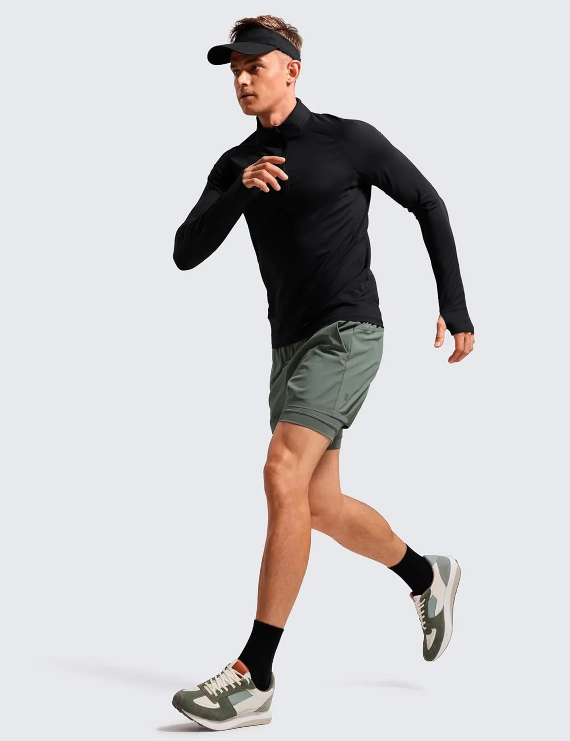 CRZ YOGA 2 in 1 Mens Athletic Shorts 3.5'' with Liner Quick Dry Lightweight for Running Gym with Zip Pockets