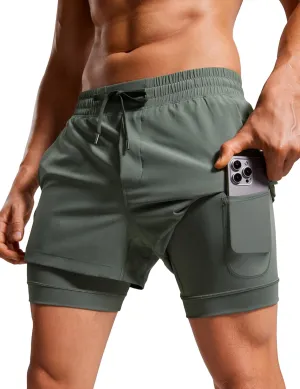 CRZ YOGA 2 in 1 Mens Athletic Shorts 3.5'' with Liner Quick Dry Lightweight for Running Gym with Zip Pockets