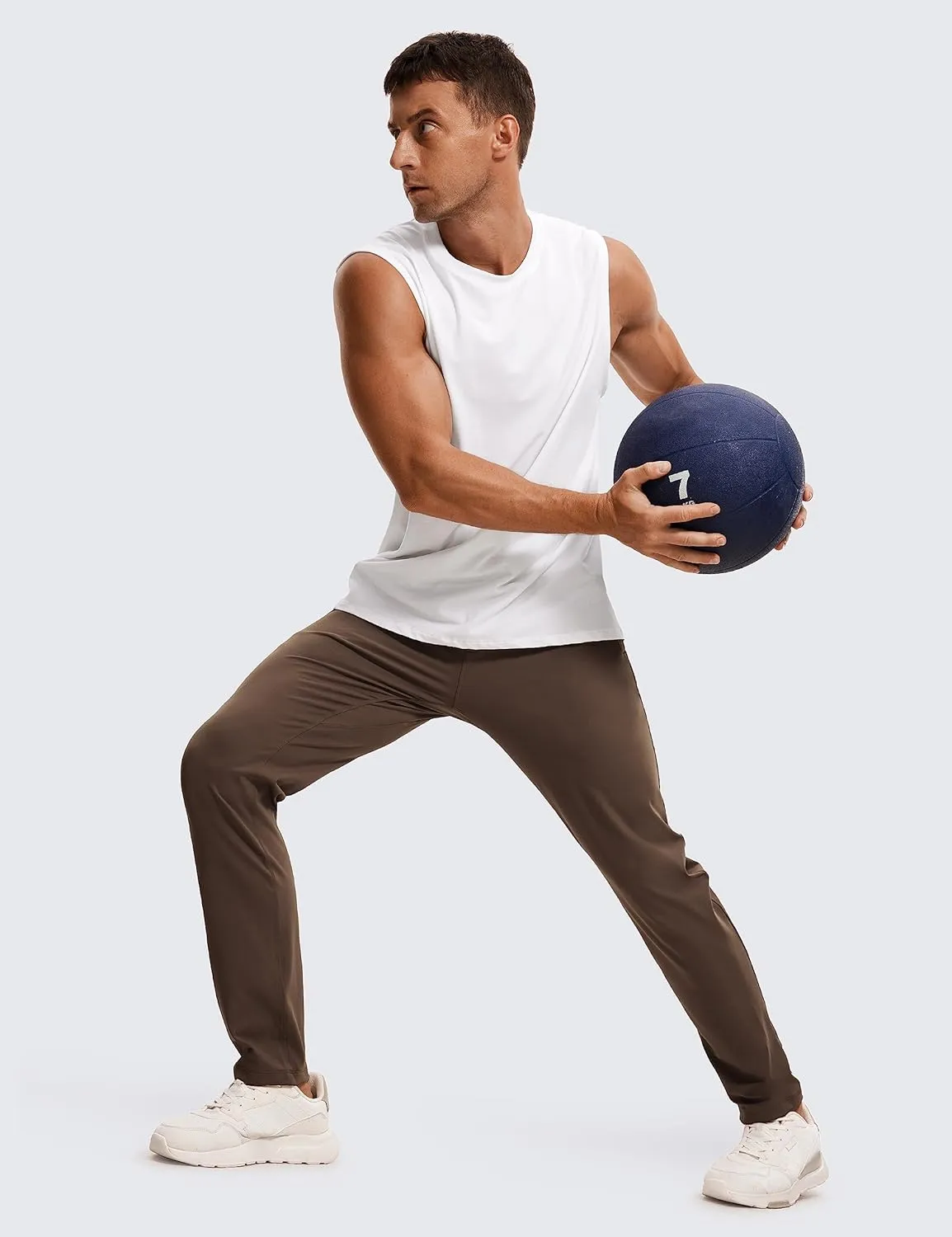 CRZ YOGA 4-Way Stretch Athletic Pants for Men 30" Workout Lounge Casual Work Jogger with Zip Pocket