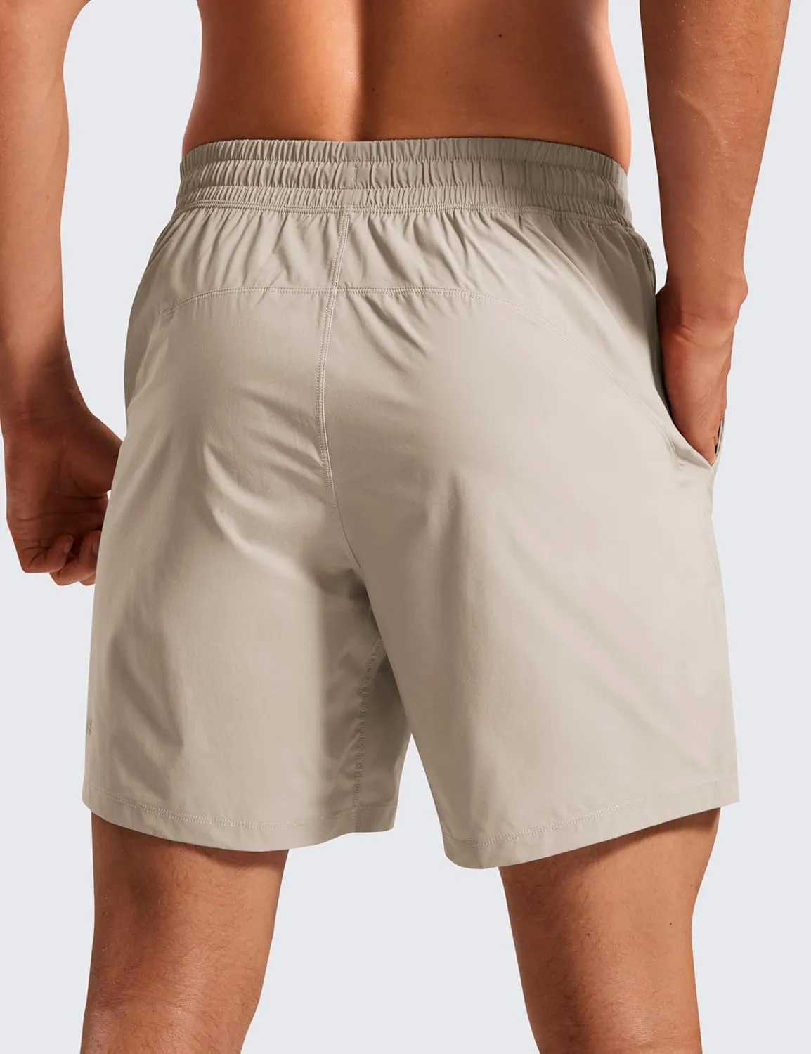 CRZ YOGA Casual Workout Mens Shorts 7 Inch Lightweight Quick Dry for Gym Athletic with Zipper Pocket