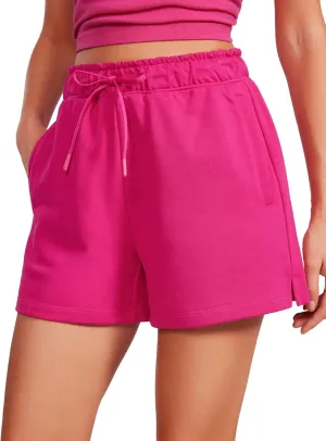 CRZ YOGA Comfy Cotton Sweat Shorts for Women Casual Summer Drawstring for Gym Lounge Workout Jersey with Pockets