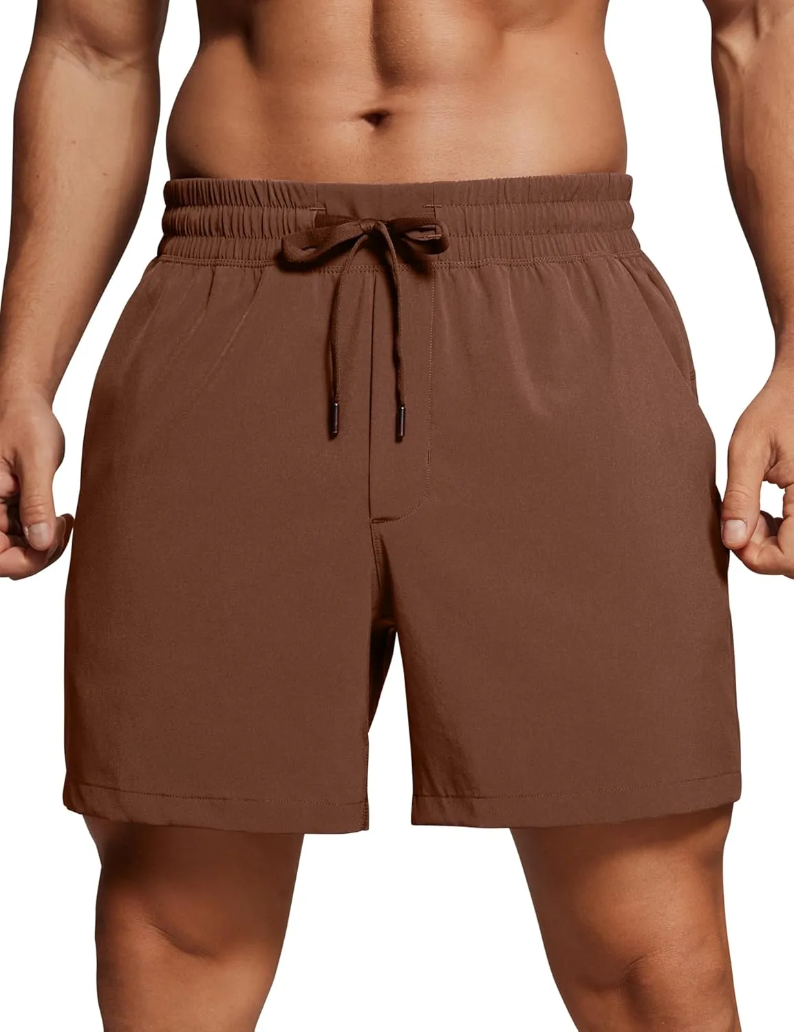 CRZ YOGA Men's Linerless Workout Shorts - 5'' Lightweight Quick Dry for Running Sports Athletic Gym with Pockets