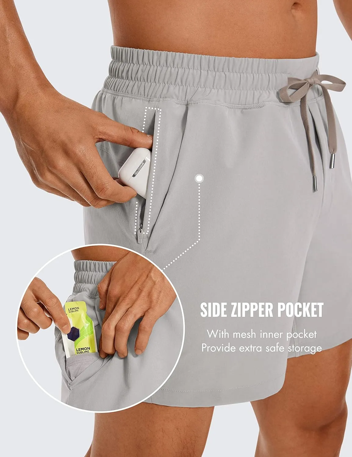 CRZ YOGA Men's Linerless Workout Shorts - 5'' Lightweight Quick Dry for Running Sports Athletic Gym with Pockets