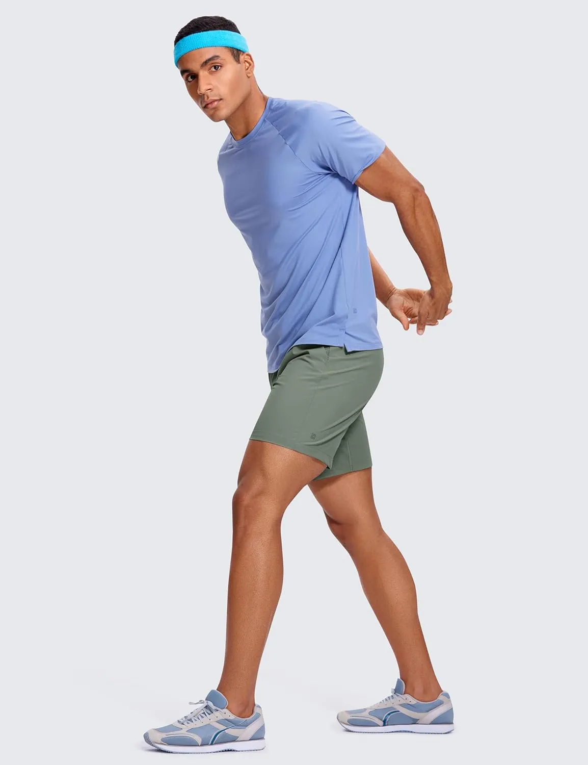 CRZ YOGA Men's Linerless Workout Shorts - 7'' Quick Dry for Running Sports Athletic Gym with Pockets