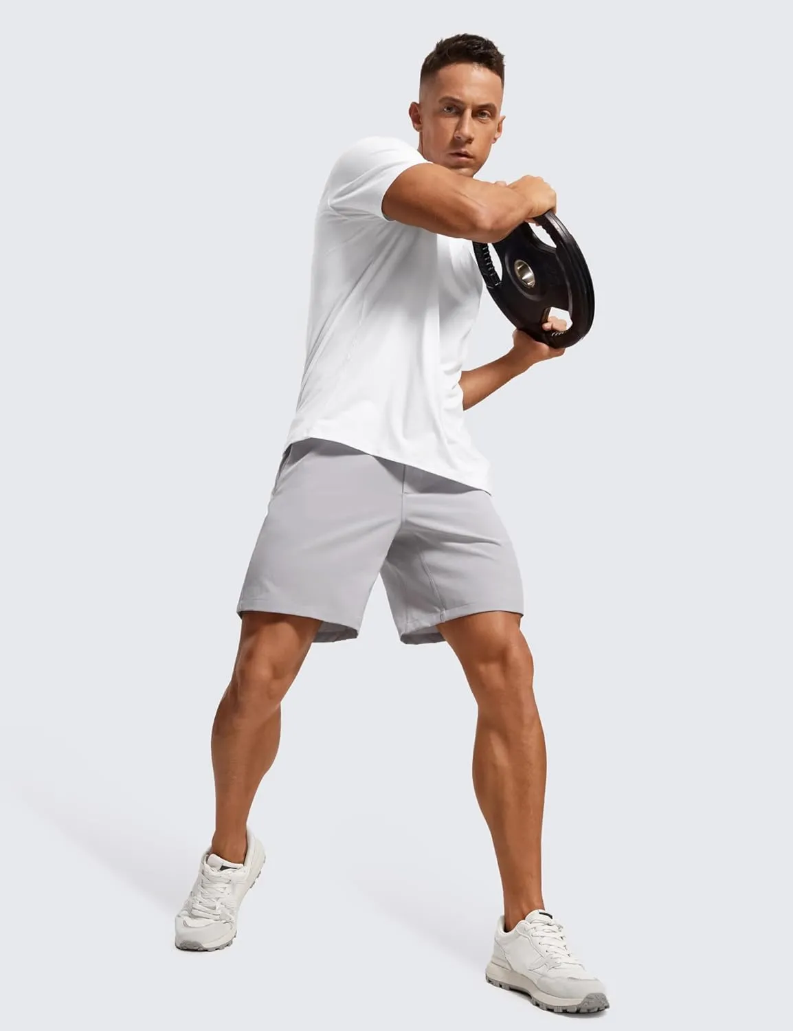 CRZ YOGA Men's Linerless Workout Shorts - 7'' Quick Dry for Running Sports Athletic Gym with Pockets