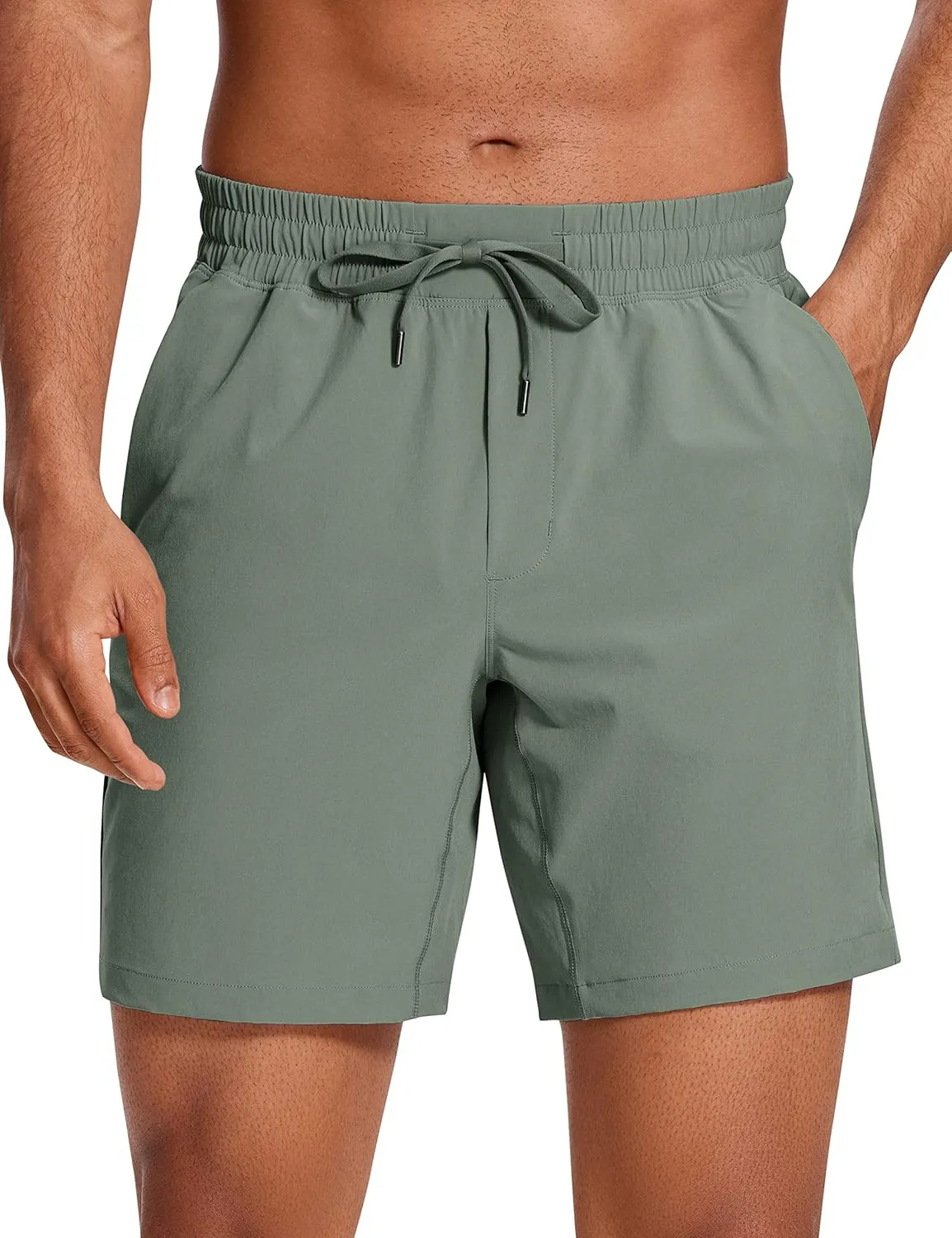 CRZ YOGA Men's Linerless Workout Shorts - 7'' Quick Dry for Running Sports Athletic Gym with Pockets