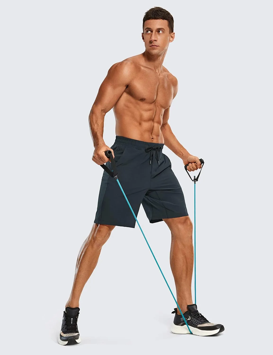CRZ YOGA Men's Linerless Workout Shorts - 9'' Quick Dry for Running Sports Athletic Gym with Pockets